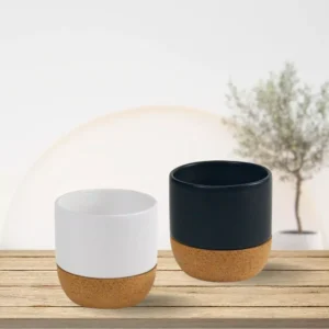 Ceramic Cup with Cork Base 6 oz Matte Finish